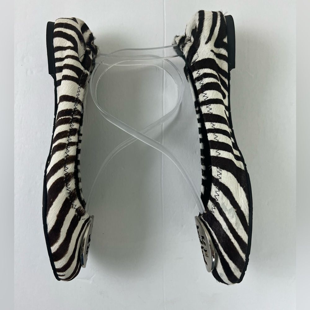 Tory Burch Zebra Print Ballet Flats with Silver Logo - Picture 10 of 11
